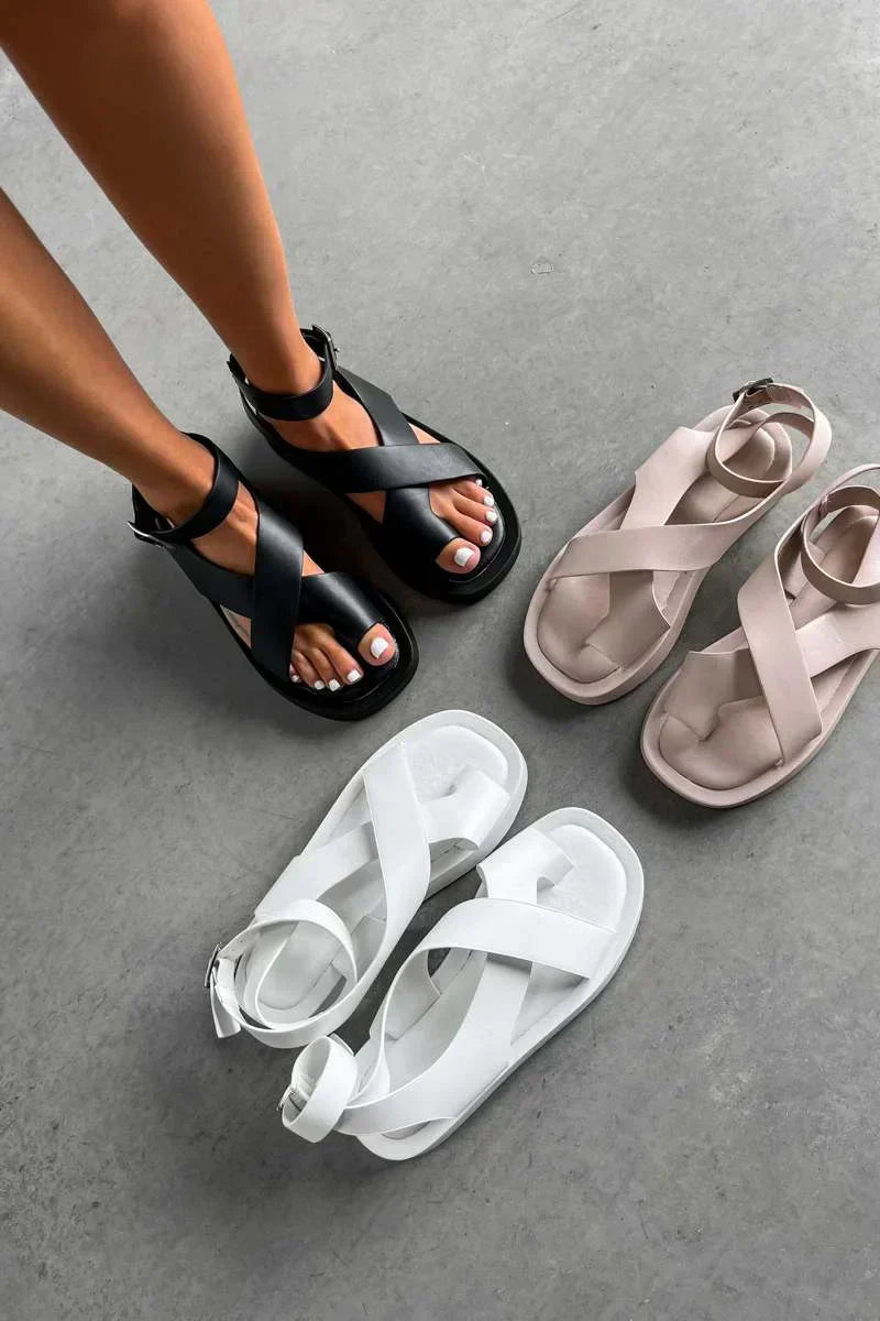 Momount Women Gladiator Sandals – Coral Leather Platform Ankle Strap