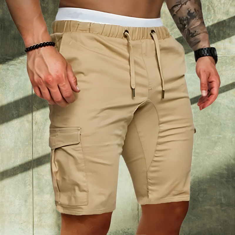 Momount Men Cargo Shorts – Belted Drawstring Flap Pocket Casual Summer