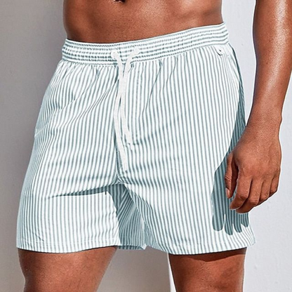 Momount Men Swim Shorts – Striped Drawstring Quick Dry Summer Casual