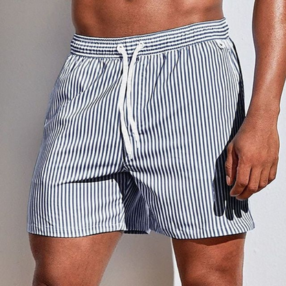 Momount Men Swim Shorts – Striped Drawstring Quick Dry Summer Casual