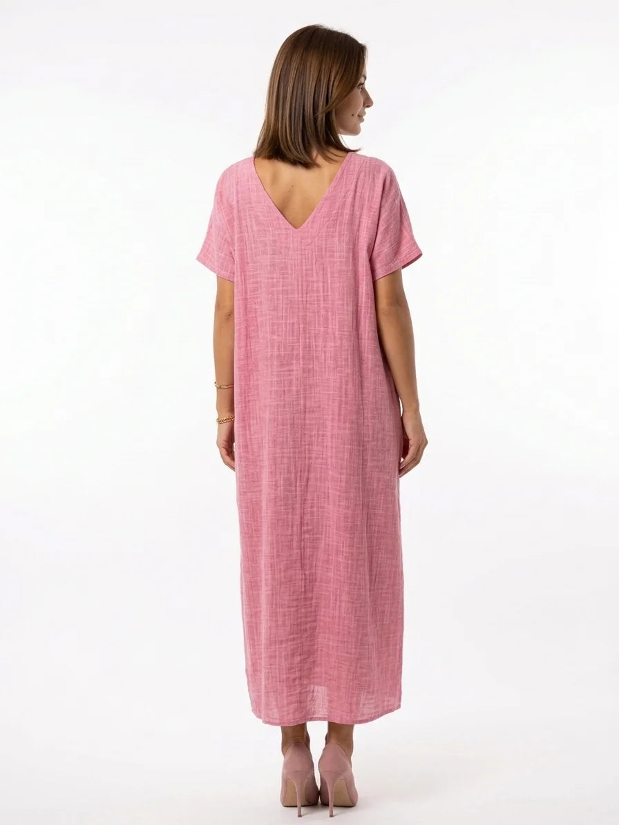 Alia Boho Summer Dress | Bohemian, Alluring, Vibrant - Pink - back
