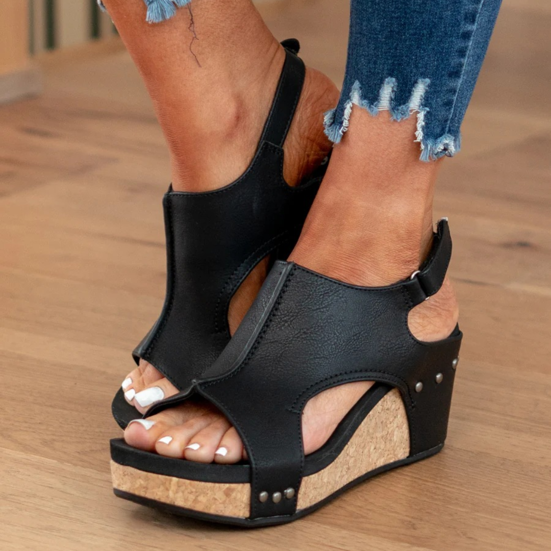 Momount Women Wedge Sandals Comfort Cork Platform Casual Summer Cushioned Support Lightweight Open Toe Slip On