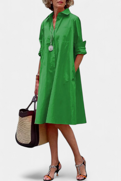 Momount Women’s Shirt Midi Dress Loose Fit Summer Dress