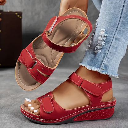 Momount Women Wedge Sandals Comfort Velcro Strap Platform Casual Summer Adjustable Fit Cushioned Sole Support