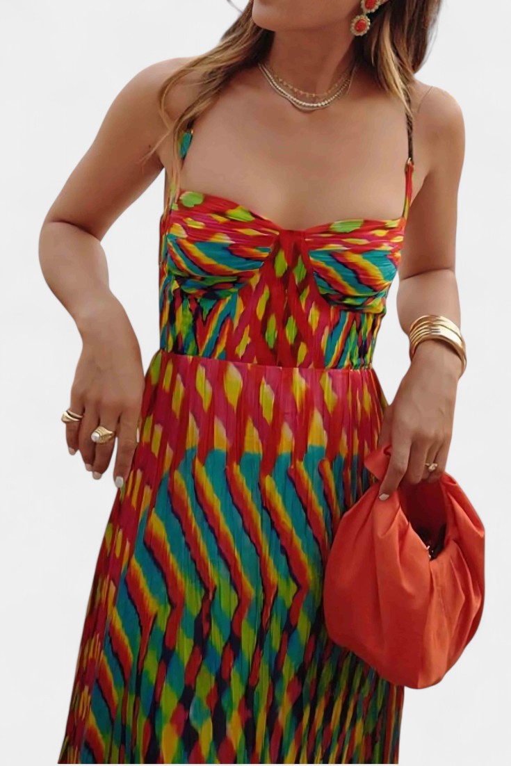 Momount Women’s Boho Maxi Dress – Strappy Flowy Summer Dress