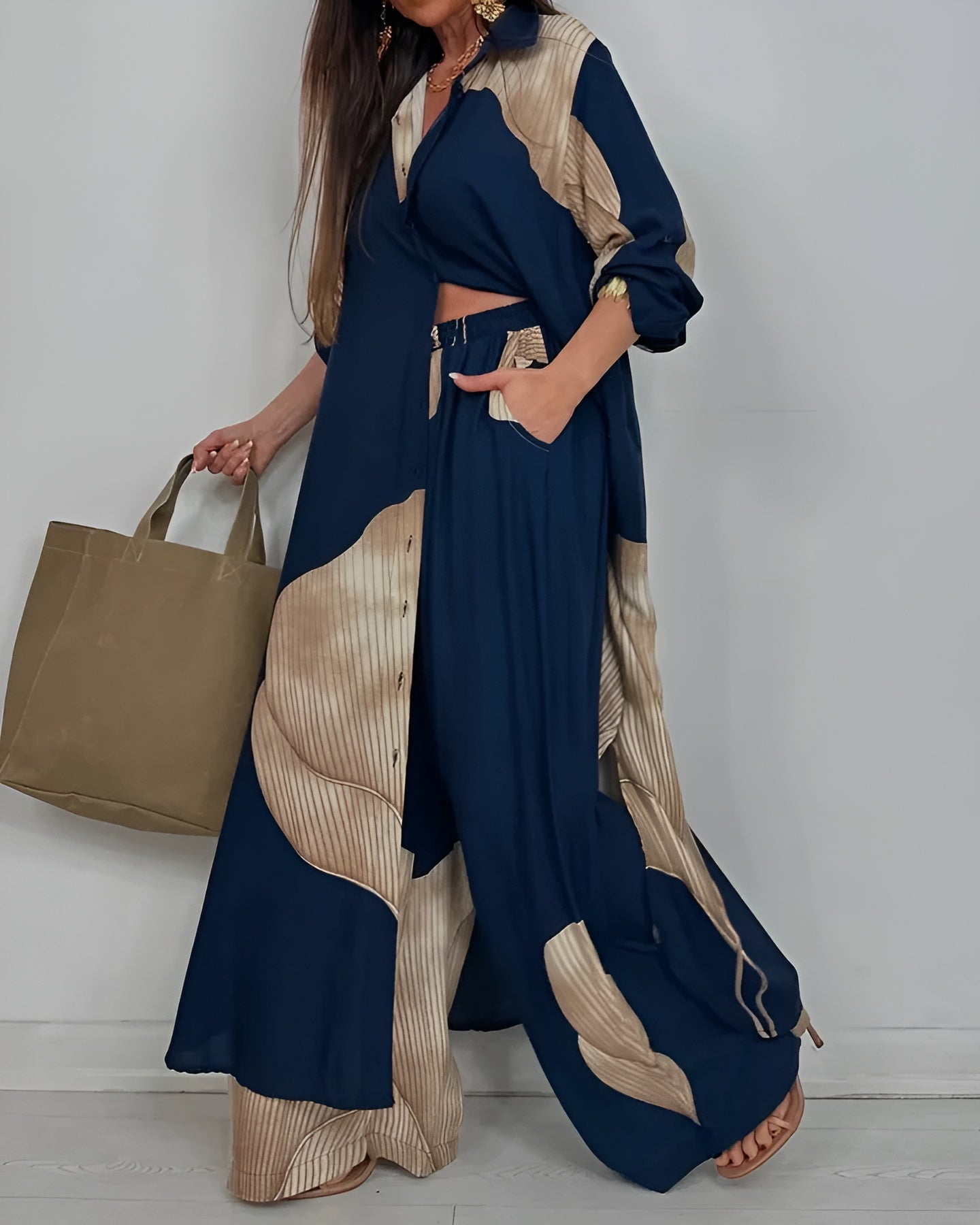Araminta | Botanical Printed Button Down Wide Leg Summer Set