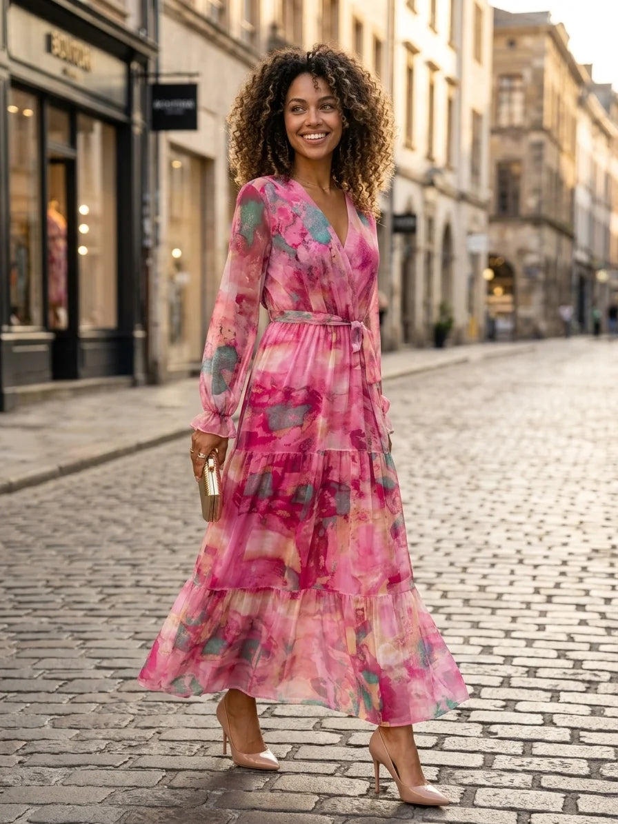 Dajana Floral Wrap Maxi Dress | Bold Print, Waist-Defining - main - lifestyle_street