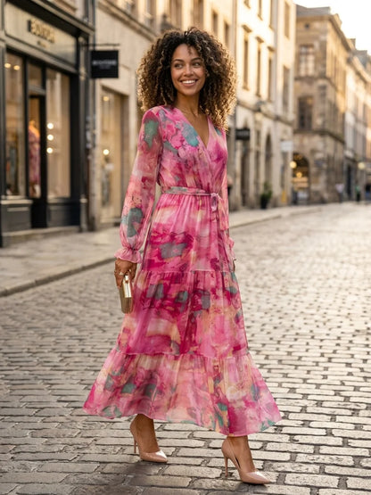 Dajana Floral Wrap Maxi Dress | Bold Print, Waist-Defining - main - lifestyle_street