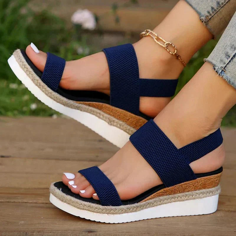 Momount Women Sport Sandals – Wide Elastic Strap Platform Open Toe Walking