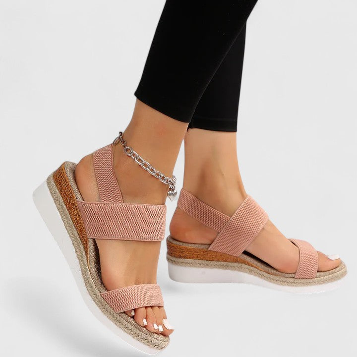 Momount Women Espadrille Wedge Sandals – Elastic Strap Jute Platform Open Toe