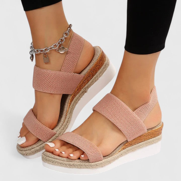 Momount Women Espadrille Wedge Sandals – Elastic Strap Jute Platform Open Toe