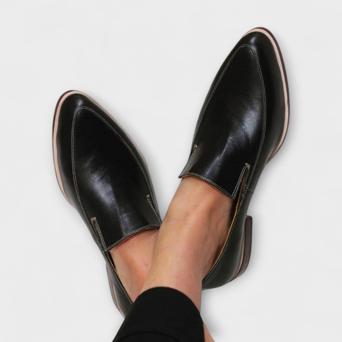 Momount Women Pointed-Toe Loafers – Leather Slip-On Soft Flat Minimalist