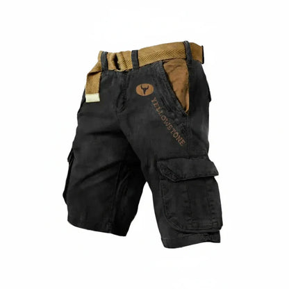 Momount Men Cargo Shorts – Washed Cotton Belted Knee Length Outdoor