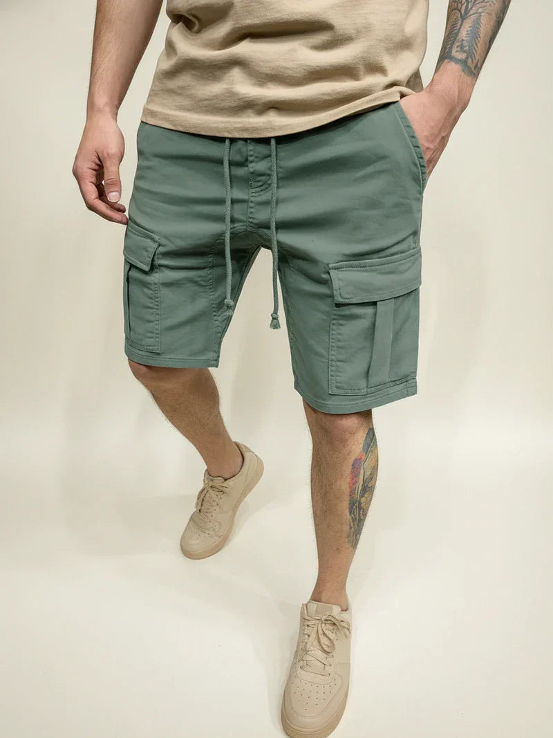Momount Men Cargo Shorts – Drawstring Slim Fit Flap Pocket Cotton Casual