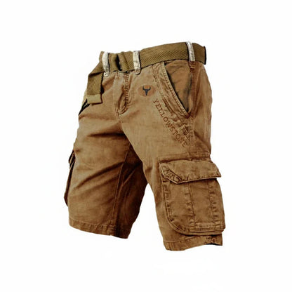 Momount Men Cargo Shorts – Washed Cotton Belted Knee Length Outdoor