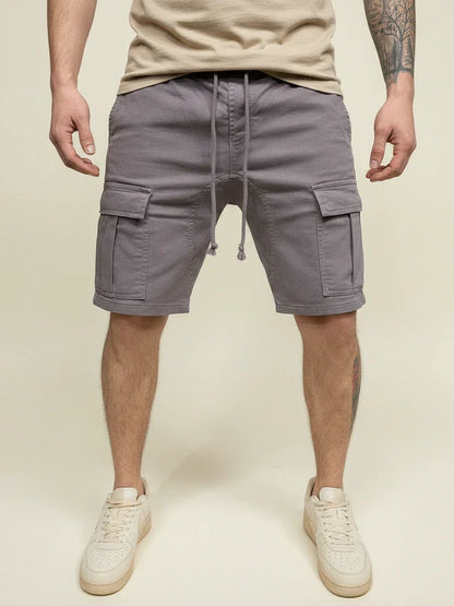 Momount Men Cargo Shorts – Drawstring Slim Fit Flap Pocket Cotton Casual