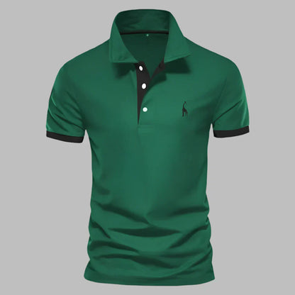 Momount Men Polo Shirt – Contrast Placket Embroidered Logo Classic Fit