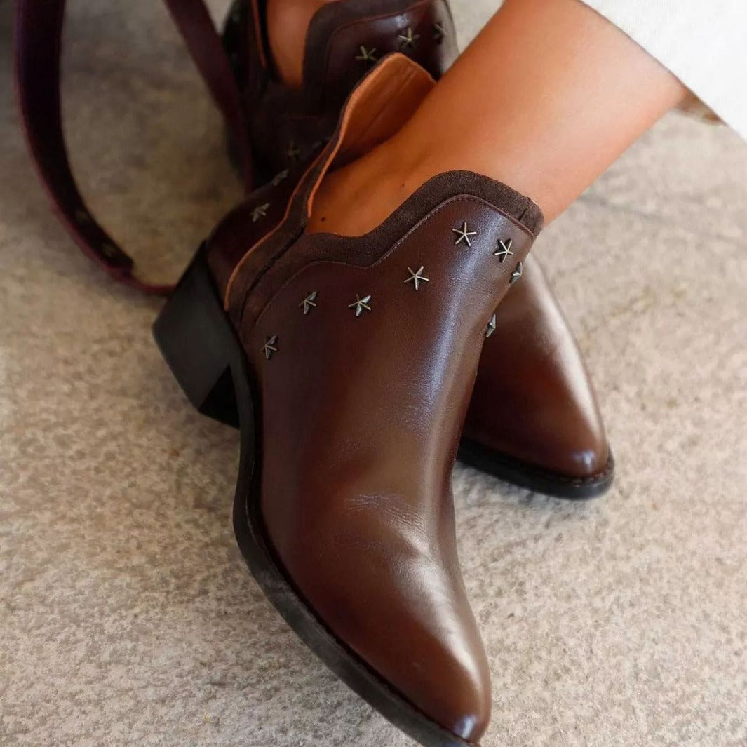 Seraphina | Western Studded Leather Ankle Boots