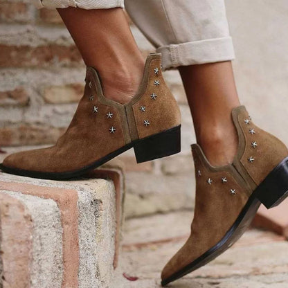 Seraphina | Western Studded Leather Ankle Boots