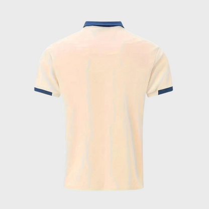 Momount Men Polo Shirt – Two Tone Contrast Collar Pocket Short Sleeve