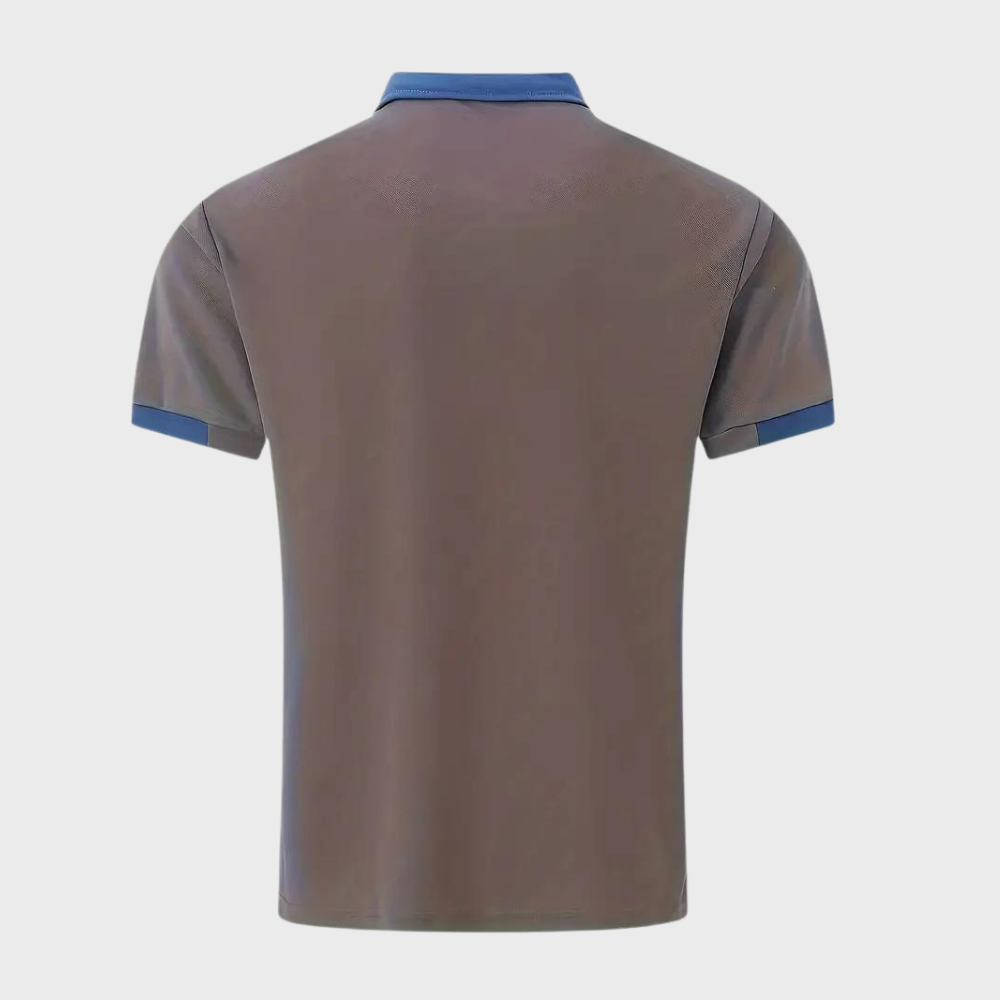 Momount Men Polo Shirt – Two Tone Contrast Collar Pocket Short Sleeve