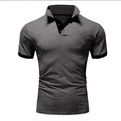 Momount Men Polo Shirt – Stand Collar Contrast Placket Slim Fit