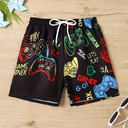 Momount Men Swim Shorts – Gaming Controller Print Drawstring Mid Length