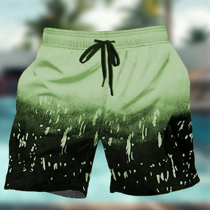 Momount Men Swim Shorts – Paint Splatter Gradient Drawstring Mid Length