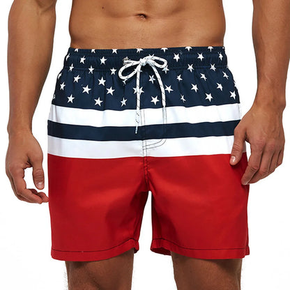 Momount Men Swim Shorts – Kiwi Print Drawstring Quick Dry Mid Length