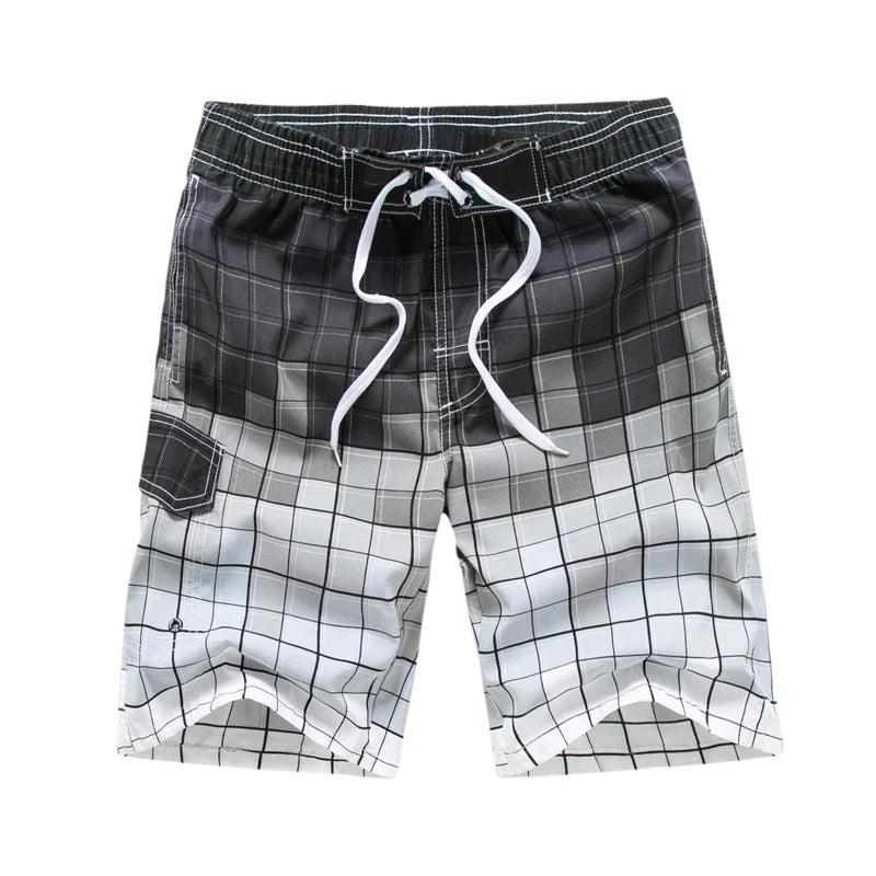 Momount Men Swim Shorts – Geometric Print Drawstring Knee Length Surf
