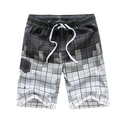 Momount Men Swim Shorts – Geometric Print Drawstring Knee Length Surf