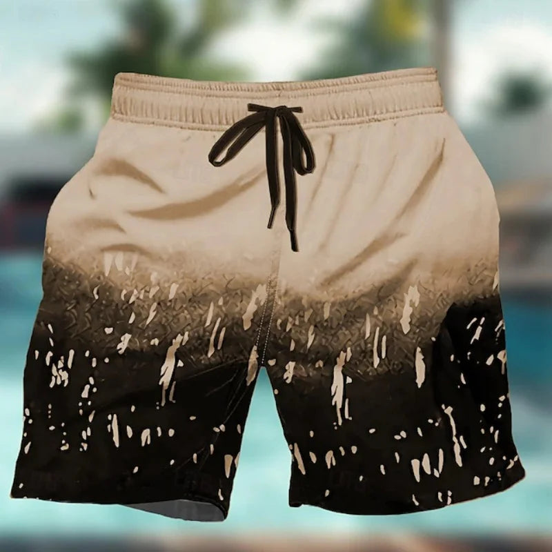 Momount Men Swim Shorts – Paint Splatter Gradient Drawstring Mid Length