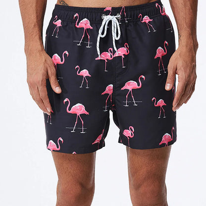 Momount Men Swim Shorts – Kiwi Print Drawstring Quick Dry Mid Length