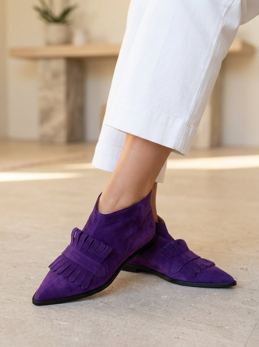 Violette | Boho Suede Fringe Ankle Boots