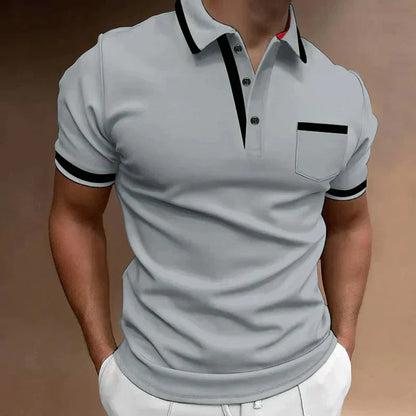 Momount Men Polo Shirt – Contrast Trim Chest Pocket Short Sleeve