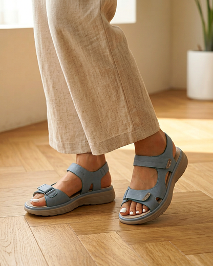 Momount Women Orthopedic Sandals – Velcro Strap Arch Support Walking - Blue lifestyle