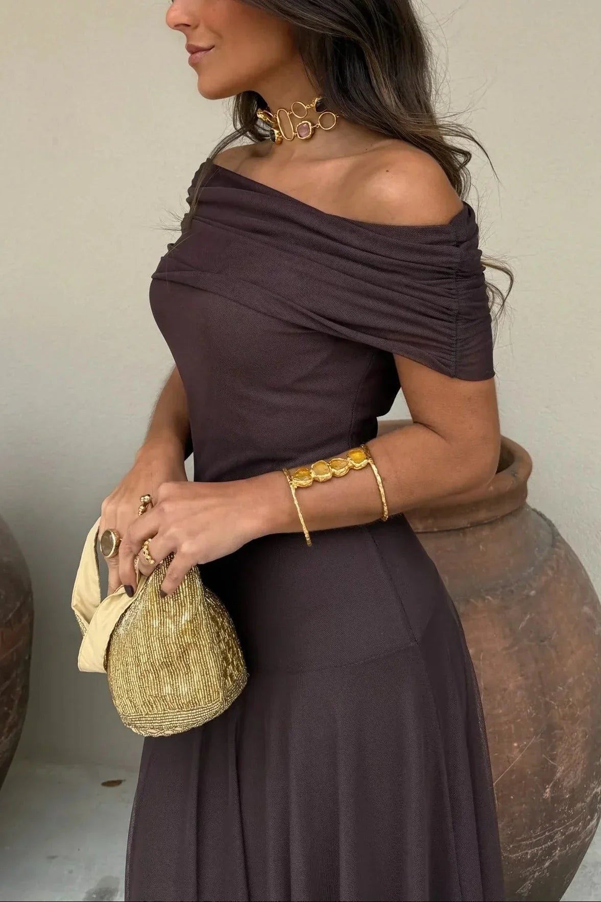 Ariadne | Chic Draped One Shoulder Ruched Sleeveless Summer Maxi Dress