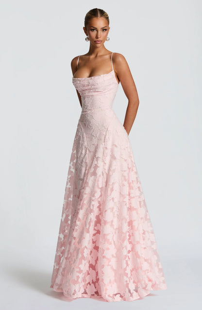 Auriana | Romantic Floral Square Neck Strappy Summer Maxi Dress