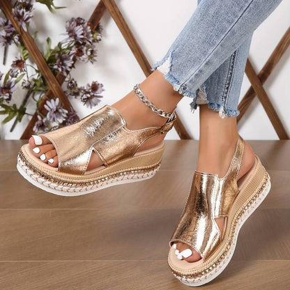 Momount Women Wedge Sandals Comfort Platform Slingback Casual Summer Adjustable Cushioned Support Open Toe Fit