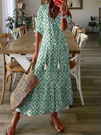 Isadora | Boho Floral Button Down Summer Maxi Dress