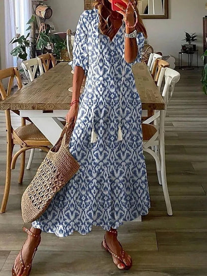 Isadora | Boho Floral Button Down Summer Maxi Dress
